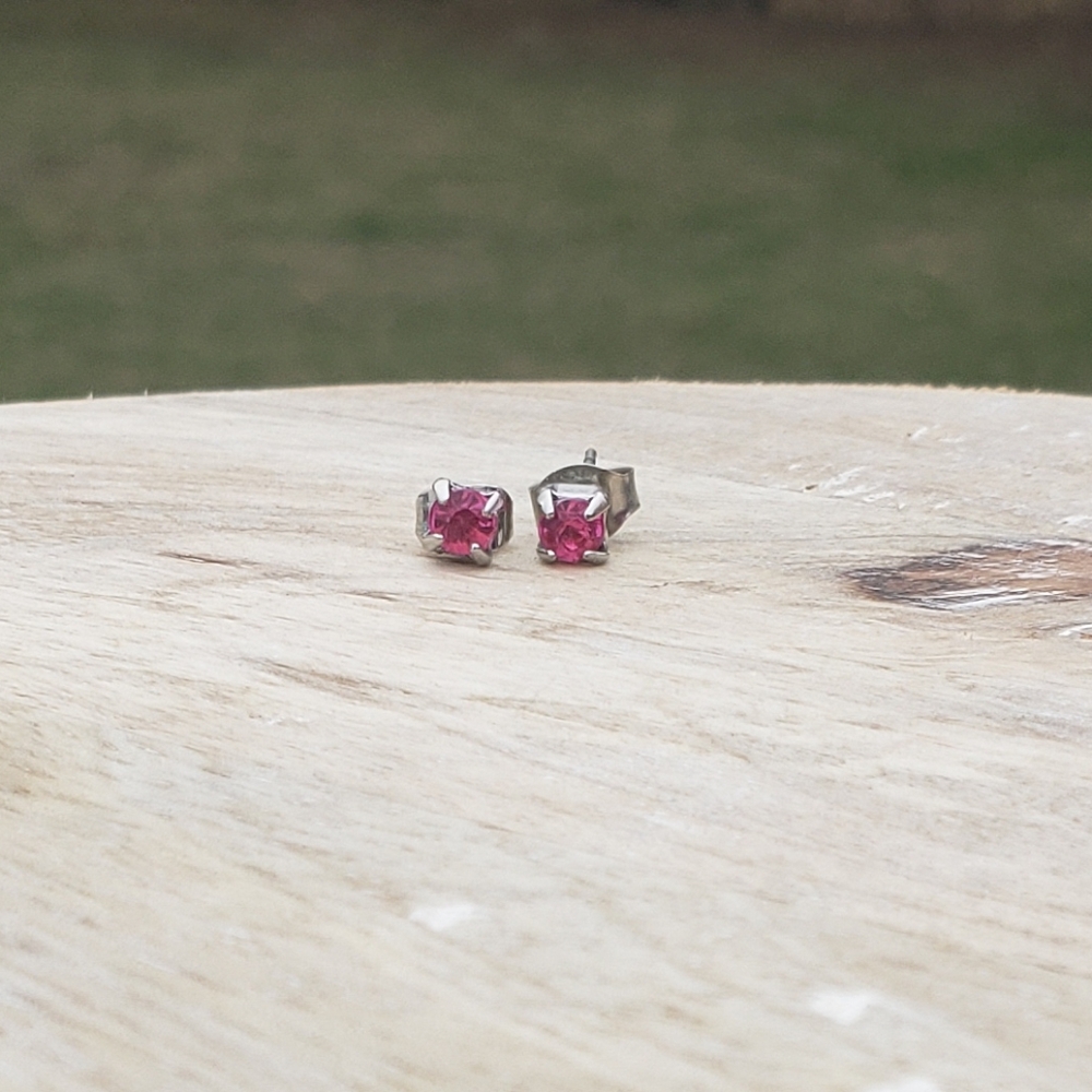 Elegant Purple, Pink, And Clear Stud Earrings - Picture 10 of 15